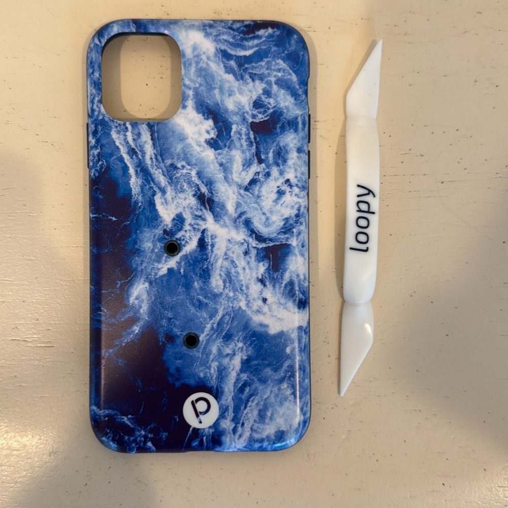 Loopy iPhone Case Blue & White Ocean Design Phone Case - 6.1” Phone iPhone XR - Picture 3 of 7